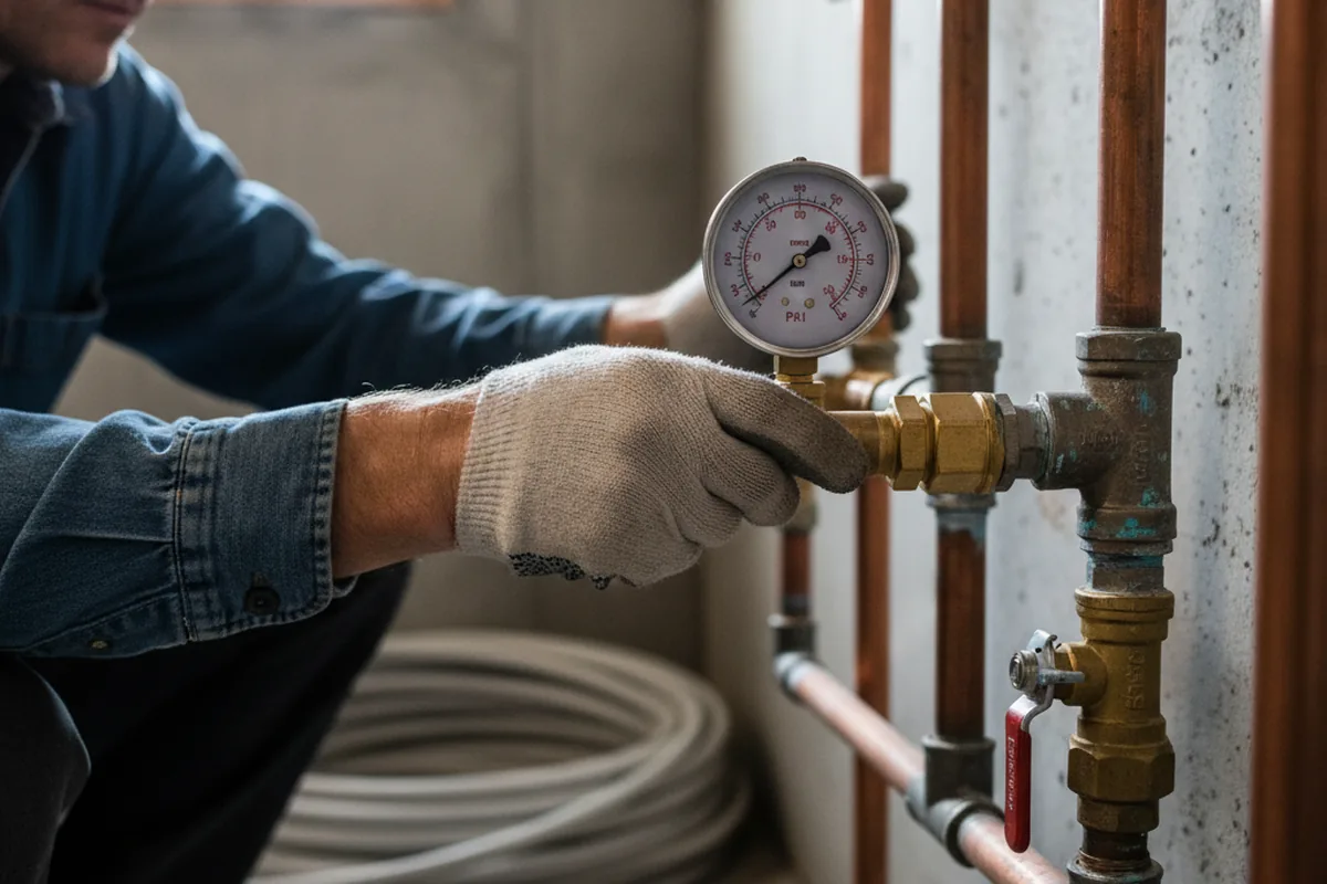 Pressure testing a repaired line during Water Line Repair in Conesville